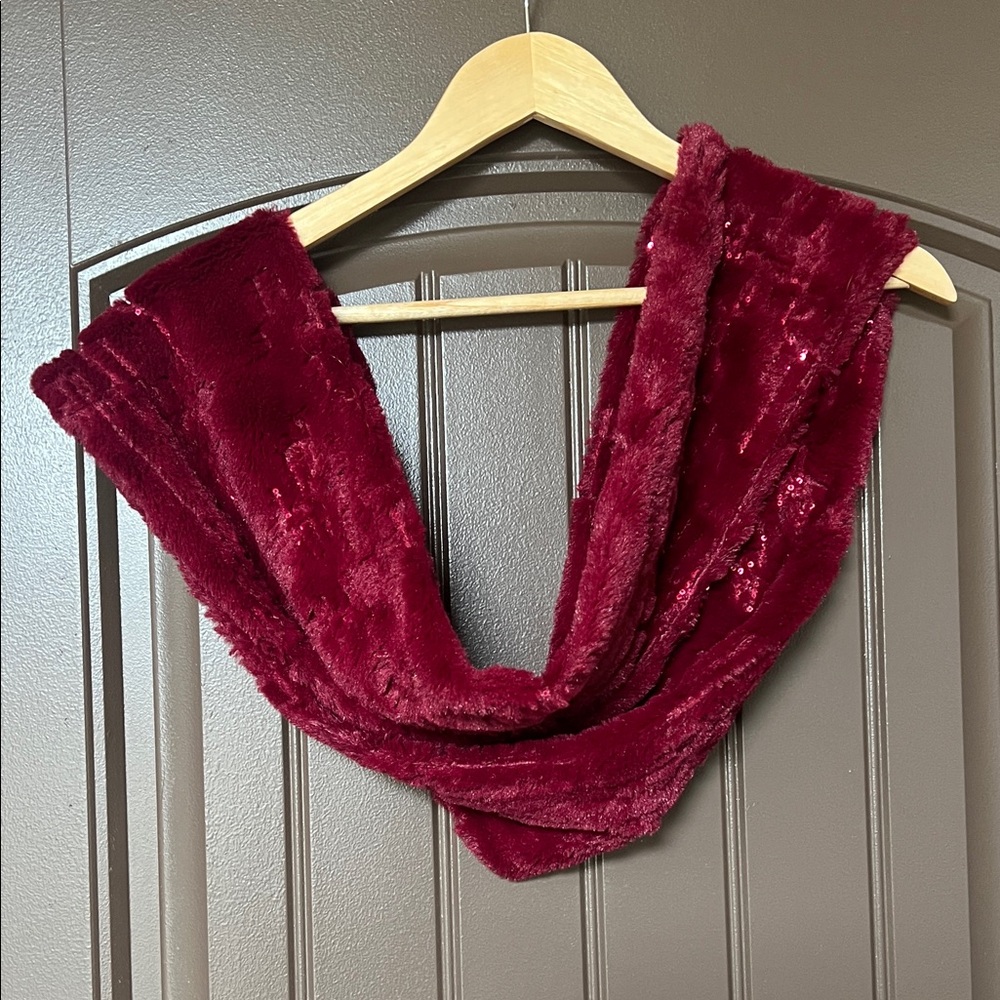 Joan Rivers Deep Red Faux Fur Scarf